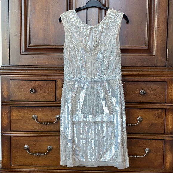 Aidan Mattox Sleeveless Beaded Sequin Sheath Dress - Picture 4 of 13
